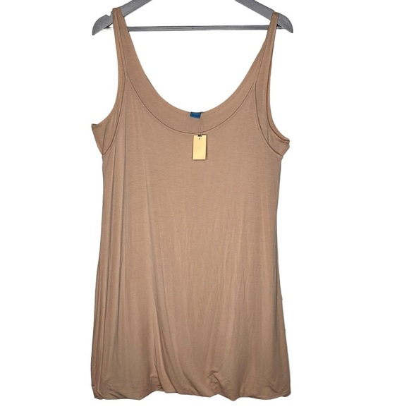 White + Warren Cream Double Layer Tank Dress Night Gown Bubble Hem Size L NWT - Picture 11 of 13